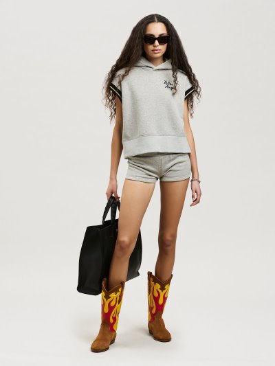 Palm Angels Angels Lurex Shorts Sortky Damske Svetlo Siva Zlate | SK-280019