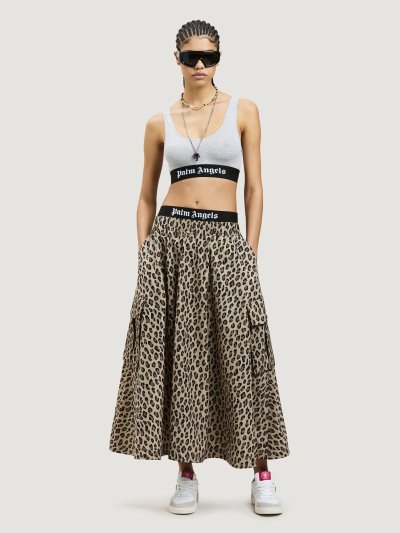 Palm Angels Animalier Cargo Skirt Sukne Damske Béžové Čierne | SK-640714