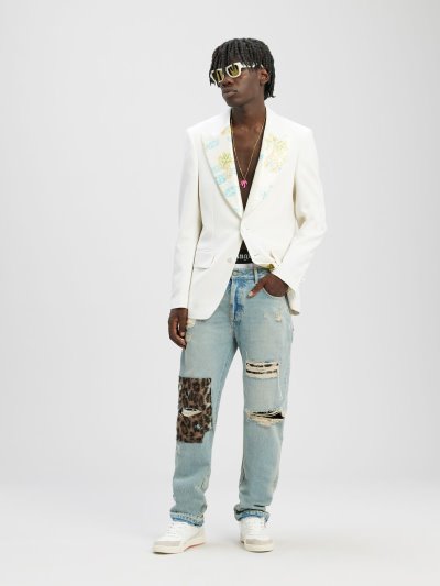 Palm Angels Animalier Patch Regular Denim Pants Džínsy Panske Modre Hnede | SK-887508