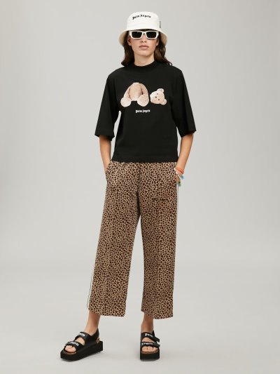 Palm Angels Bear Cropped Black T Shirt Tricko Damske Čierne Hnede | SK-460256