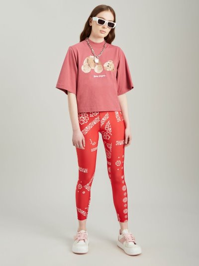 Palm Angels Bear Cropped T Shirt Tricko Damske Bordove Hnede | SK-813782