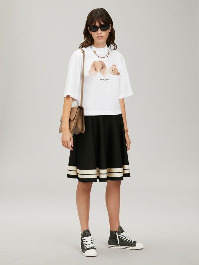 Palm Angels Bear Cropped White T Shirt Tricko Damske Biele Hnede | SK-416656