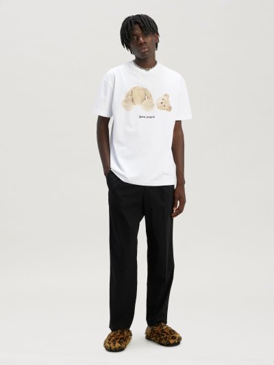 Palm Angels Bear Klasické T Shirt Tricko Panske Biele Hnede | SK-917519