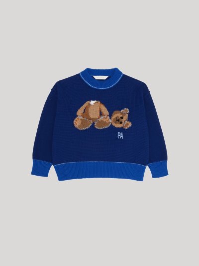 Palm Angels Bear Svetrove Saty Svetre Detske Námornícka Modrá Modre Svetlo Modre | SK-066618