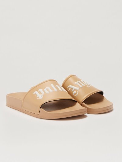 Palm Angels Brown Pool Sliders Slapky Panske Hnede Biele | SK-585924