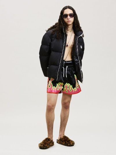 Palm Angels Burning Fighter Shorts Sortky Panske Čierne Fuchsie | SK-549440