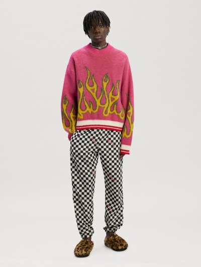 Palm Angels Burning Svetrove Saty Jumpers Panske Ruzove | SK-895697