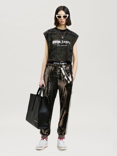 Palm Angels Camo College Tee Tricko Damske Biele | SK-406786