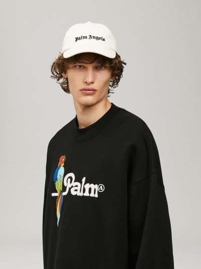 Palm Angels Caps Logo Klobuky Panske Biele Čierne | SK-818417