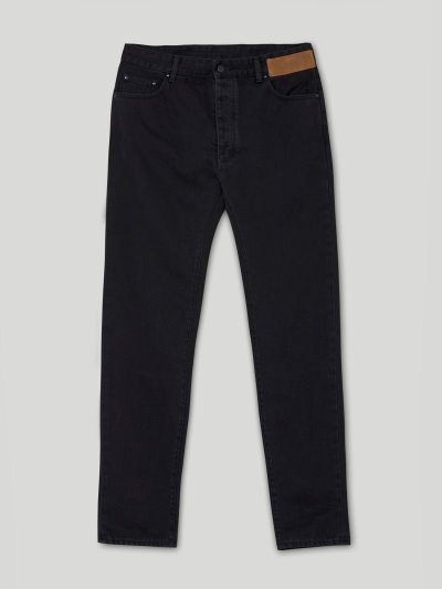 Palm Angels Curved Logo Denim Pants Džínsy Panske Čierne Biele | SK-332250