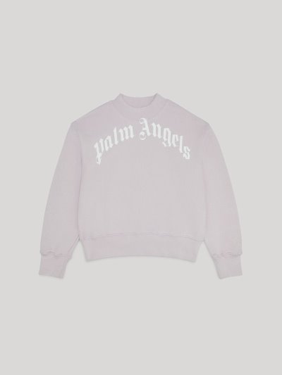 Palm Angels Curved Logo Sweatshirt Mikiny Detske Nachový Biele | SK-301197