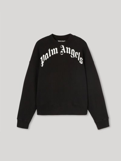 Palm Angels Curved Logo Sweatshirt Mikiny Panske Čierne Biele | SK-760309