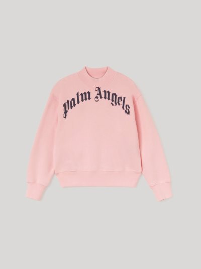 Palm Angels Curved Logo Sweatshirt Mikiny Detske Ruzove Námornícka Modrá Modre | SK-784890