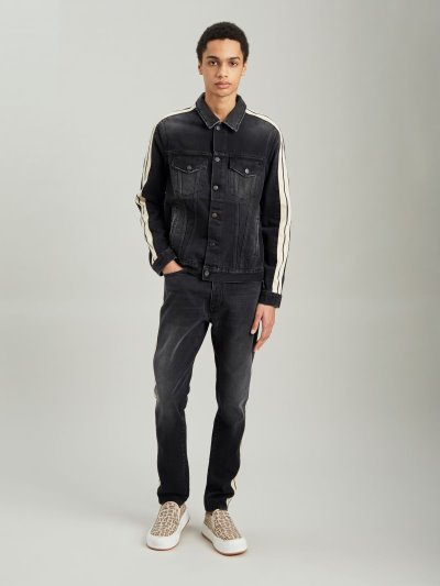 Palm Angels Denim Tracking Pants Džínsy Panske Čierne Biele | SK-994999