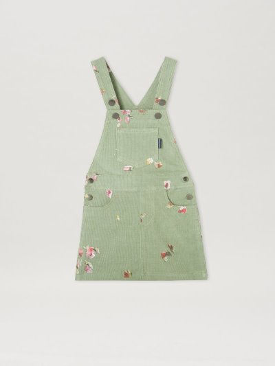 Palm Angels Flower Corduroy Salopette Saty Detske Svetlo Zelene Červené | SK-227248