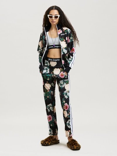 Palm Angels Flower Print Klasické Trackjacket Mikiny Damske Čierne Ruzove | SK-795192
