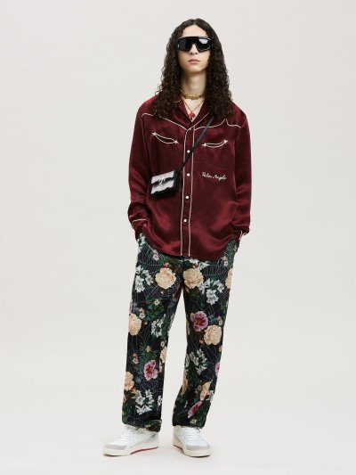 Palm Angels Flowers Easy Pants Nohavice Panske Čierne Biele | SK-587399