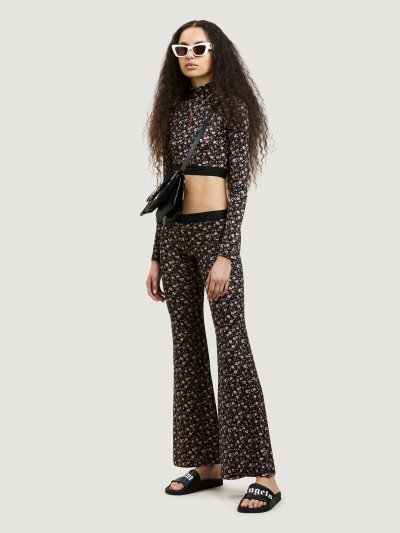 Palm Angels Flowers Print Logo Leggings Leginy Damske Čierne Ruzove | SK-250004