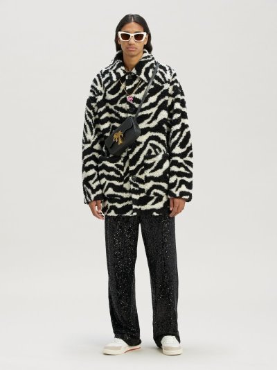 Palm Angels Fury Zebra Cabane Kabáty Damske Čierne Biele | SK-239215