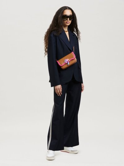 Palm Angels Gabardine Criss-crossed Blazers Blejzre Damske Indigo Modre Indigo Modre | SK-236329