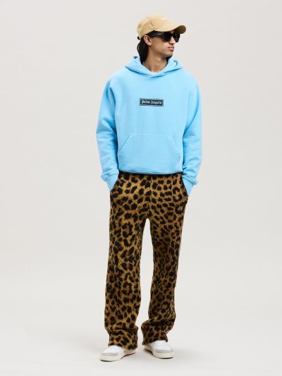 Palm Angels Garment Dye Box Logo Hoodie Mikiny S Kapucňou Panske Svetlo Modre Čierne | SK-211751