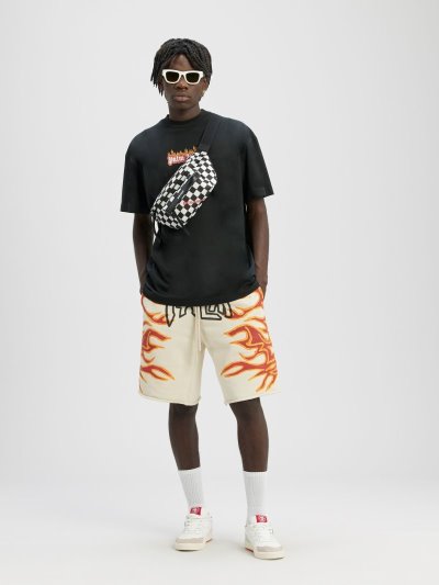 Palm Angels Garment Dye Burning Logo Klasické Tee Tricko Panske Čierne Biele | SK-854607