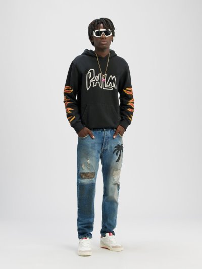 Palm Angels Graffiti Flames Hoodie Mikiny S Kapucňou Panske Čierne Biele | SK-839052