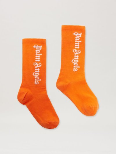 Palm Angels High Logo Socks Ponozky Detske Oranžové Biele | SK-313613