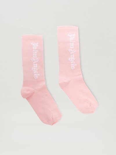 Palm Angels High Logo Socks Ponozky Detske Ruzove Biele | SK-403917