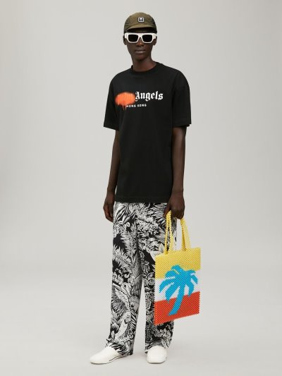 Palm Angels Hong Kong Sprayed T Shirt Tricko Panske Čierne Oranžové | SK-176837