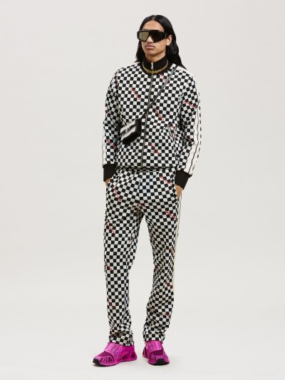 Palm Angels Jacquard Damier Klasické Tracking Jackets Mikiny Panske Čierne Červené | SK-771795