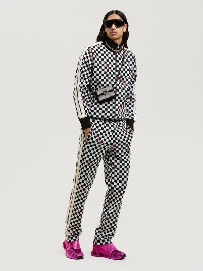 Palm Angels Jacquard Damier Klasické Tracking Pants Sportove Nohavice Panske Čierne Červené | SK-871004