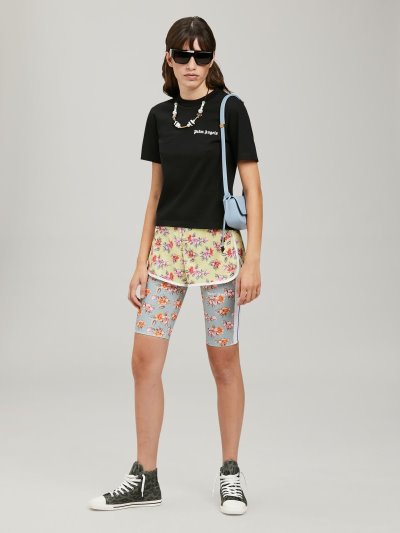 Palm Angels Klasické Logo Fitted T Shirt Tricko Damske Čierne Biele | SK-127317