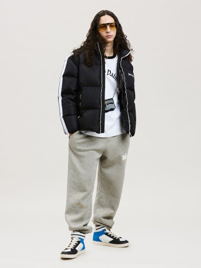 Palm Angels Klasické Tracking Down Jackets Bundy Panske Čierne Biele | SK-678532
