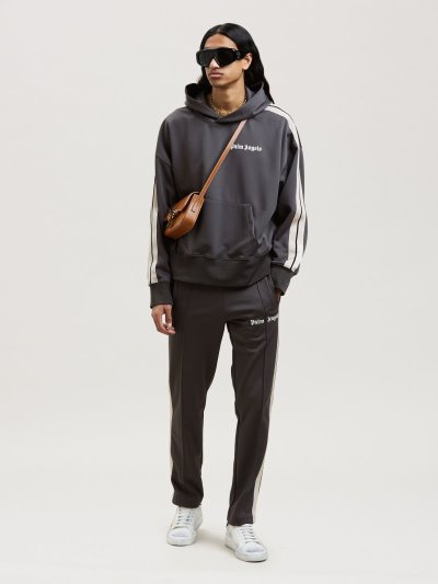 Palm Angels Klasické Tracking Hoodie Mikiny S Kapucňou Panske Tmavo Siva Biele | SK-421258
