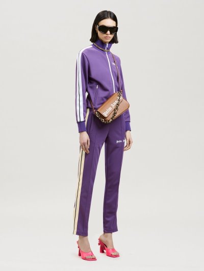 Palm Angels Klasické Tracking Pants Sportove Nohavice Damske Nachový Biele | SK-796639