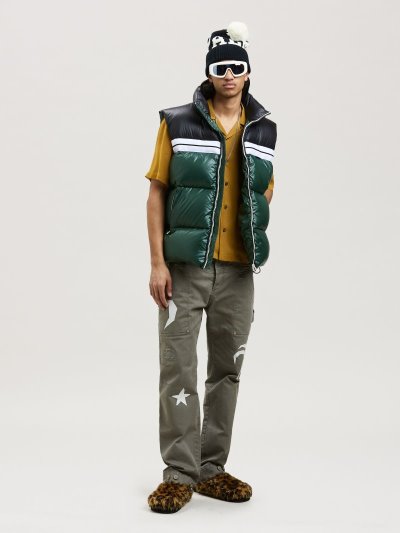 Palm Angels Klasické Tracking Puffed Vest Bundy Panske Zelene Čierne | SK-248345