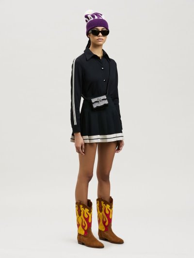Palm Angels Klasické Tracking Shirt Kosele Damske Čierne Biele | SK-991942