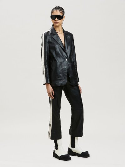 Palm Angels Kozene Tracking Pants Sportove Nohavice Damske Čierne Čierne | SK-071356