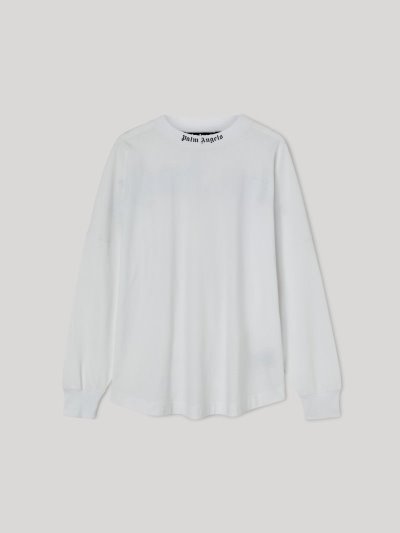 Palm Angels Logo L/S T Shirt Tricko Panske Biele Čierne | SK-200077