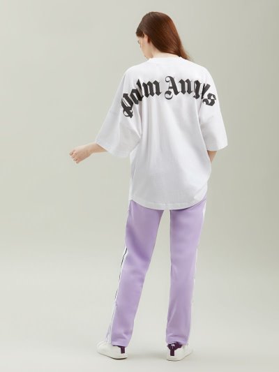 Palm Angels Logo Over T Shirt Tricko Damske Biele Čierne | SK-733687
