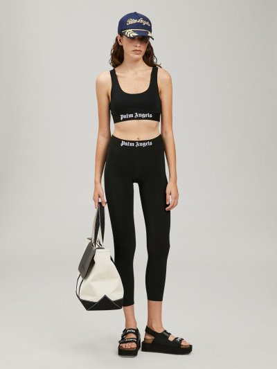 Palm Angels Logo Športové Bra Tielko Damske Čierne Biele | SK-907902