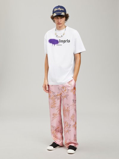 Palm Angels London Sprayed T Shirt Tricko Panske Biele Nachový | SK-141705