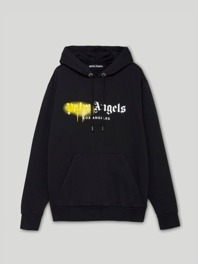 Palm Angels Los Angeles Sprayed Hoodie Mikiny S Kapucňou Panske Čierne Žlté | SK-672288