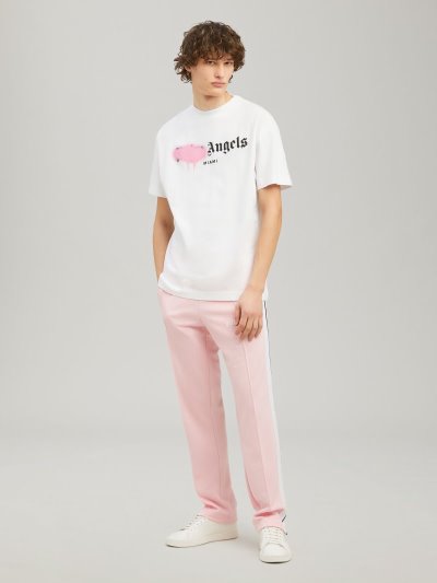 Palm Angels Miami Sprayed T Shirt Tricko Panske Biele Ruzove | SK-182849