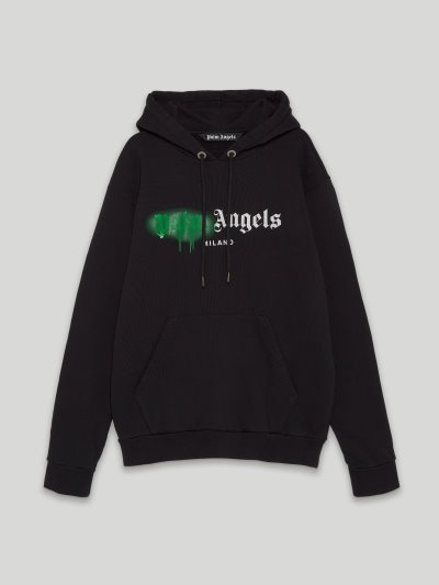 Palm Angels Milano Sprayed Hoodie Mikiny S Kapucňou Panske Čierne | SK-429954