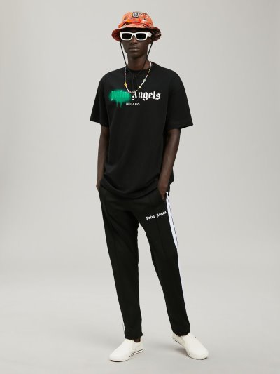 Palm Angels Milano Sprayed T Shirt Tricko Panske Čierne Zelene | SK-380040