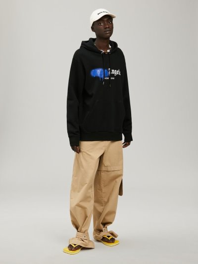 Palm Angels New York Sprayed Hoodie Mikiny S Kapucňou Panske Čierne Modre | SK-841842