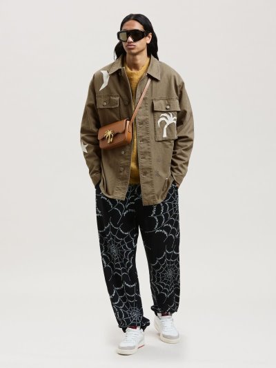 Palm Angels Nightsky Military Jacket Bundy Panske Biele | SK-134618