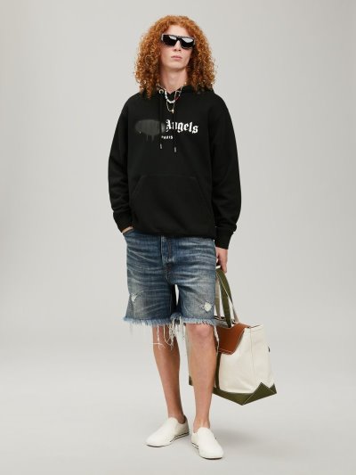 Palm Angels Paris Sprayed Hoodie Mikiny S Kapucňou Panske Čierne | SK-415567